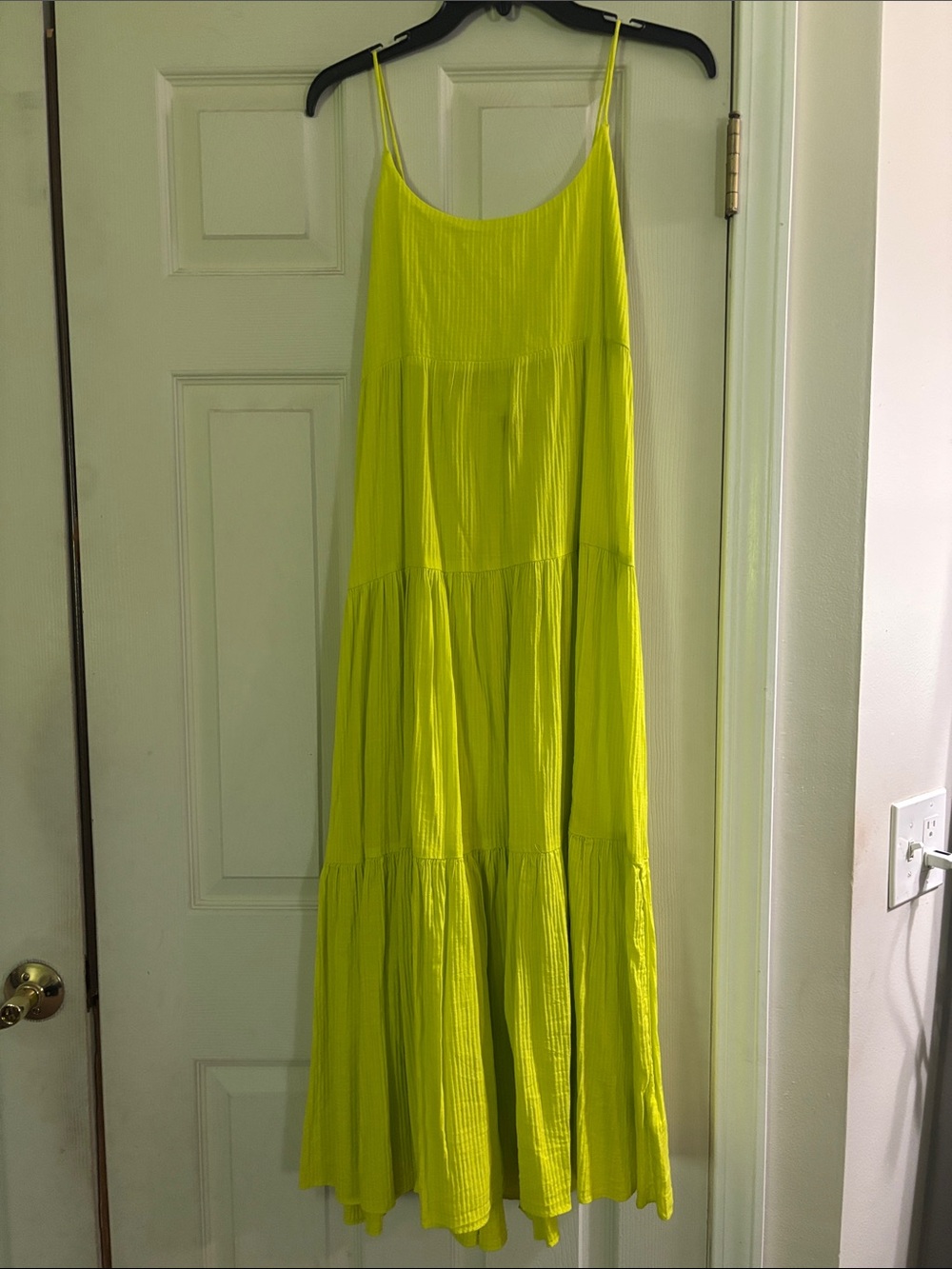 J crew Lime Green Tiered Maxi Dress